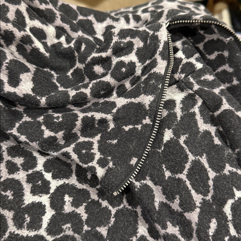 Soft Surroundings Zip Cowl Neck Sweater - Black and Gray Animal Print - Picture 11 of 11